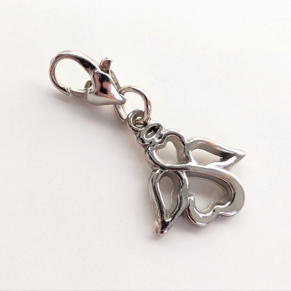Vintage Faith Spiritual Silver Tone Angel Hearts Mini Pendant Bracelet Charm